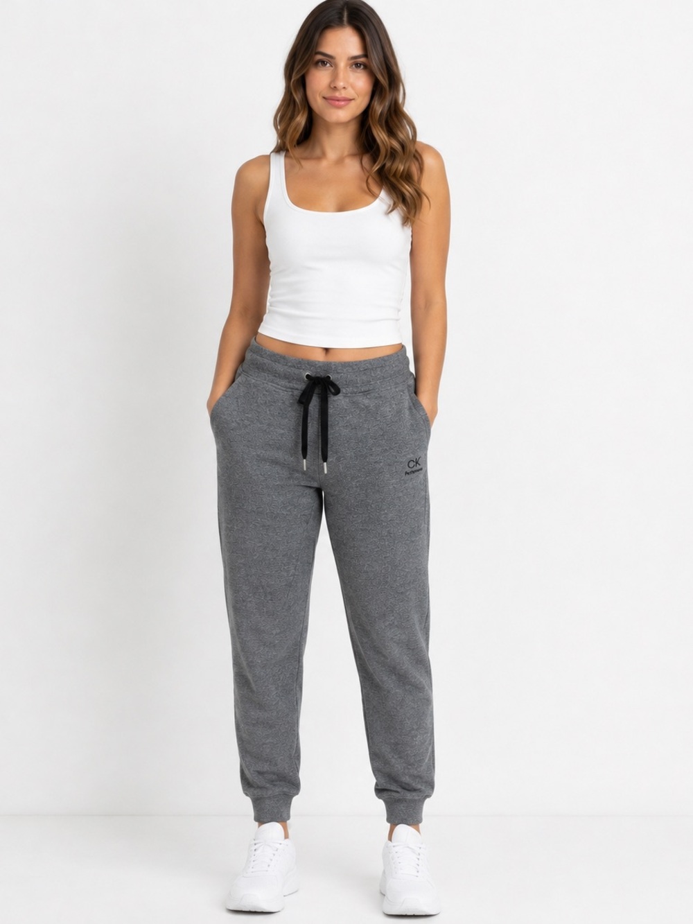 Calvin Klein Performance Jogger Sweatpants Gray Fleece Logo Women’s L